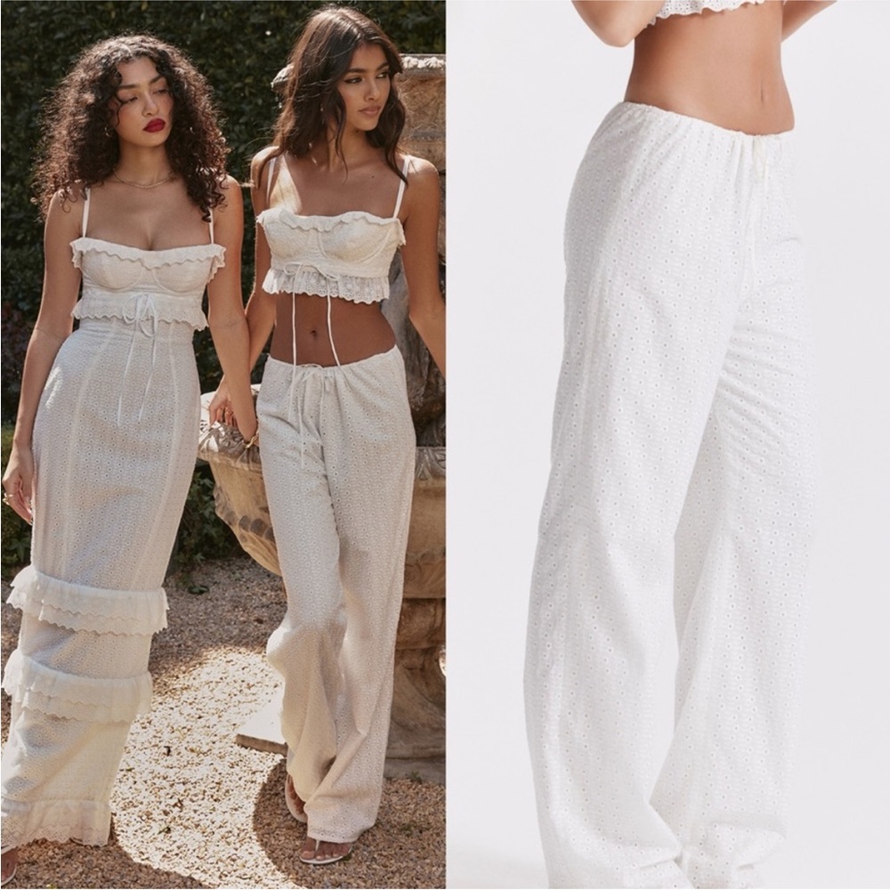 House of CB 'Frankie' White Broderie Anglais Trousers size XL